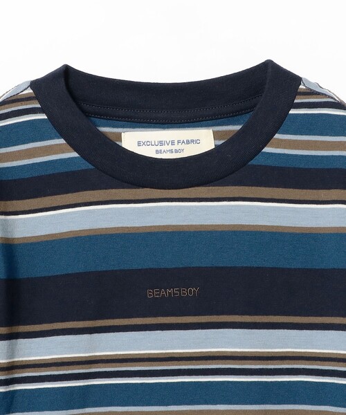 BEAMS BOY（ビームスボーイ）の「エンブロイダリー マルチボーダー ショートスリーブ Tシャツ（Tシャツ/カットソー・レディース・ネイビー/オレンジ/ピンク・1/2）」の7枚目の写真