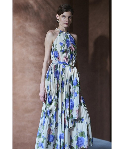 Agnes Pleated Long Dress ネックチェーンアコーディオン