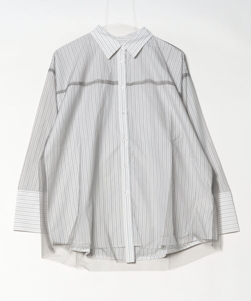 ブラウス シャツ 高密度ブロード オーバーサイズストライプシャツ レディース MICA&DEAL ブラウス シャツ ストライプオーバーシャツ