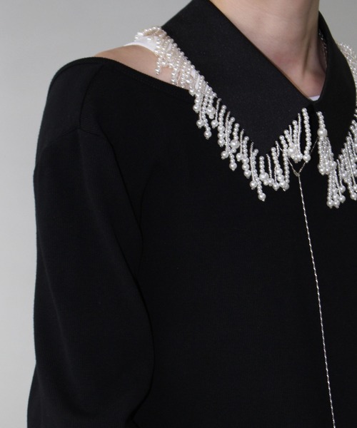 nnn すのチル つけ襟 2way フリンジパール 付け襟 cha25s004-ファッション通販サイト