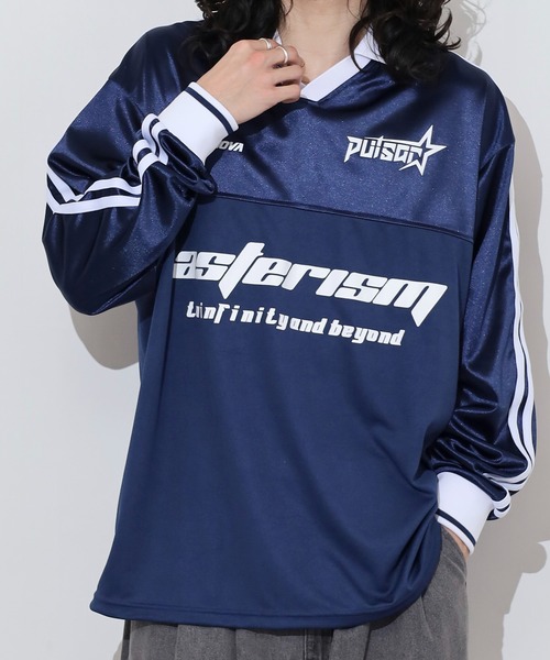 SUGGESTION（サジェッション）の「Glossy soccer long sleeve T-shirt / グロッシーサッカー長袖Ｔシャツ unisex（Tシャツ/カットソー・メンズ・ネイビー/グレー/ブラック・S/M/L）」の19枚目の写真