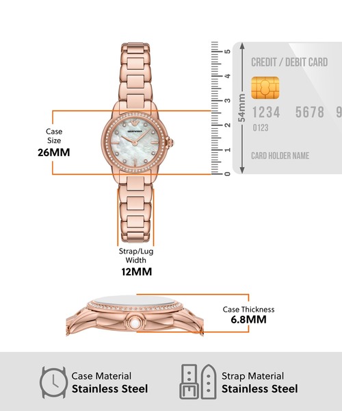 EMPORIO ARMANI(エンポリオアルマーニ)の「エンポリオ・アルマーニ 腕時計 レディース アナログ ステンレス AR11671(アナログ腕時計・レディース・ピンクゴールド・FREE)」の7枚目の写真