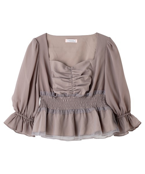 PEACH JOHN（ピーチジョン）の「シフォンシャーリングブラウス（シャツ/ブラウス・レディース・ピンク/ベージュ/モカ・ONE SIZE）」の3枚目の写真