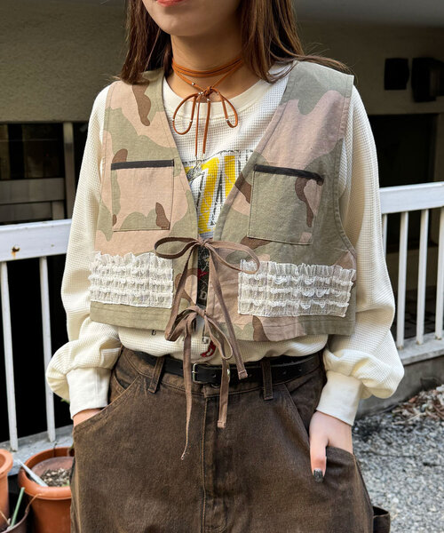 CIAOPANIC(チャオパニック)の「リボンハンティングベスト(ベスト・レディース・カーキ/ブラウン/ベージュ・ONE SIZE)」の13枚目の写真