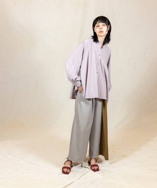 OSMOSIS（オズモーシス）の「ギャザースリーブブラウス（シャツ/ブラウス・レディース・ピンク/ホワイト/サックスブルー/ネイビー・ONE SIZE）」の12枚目の写真