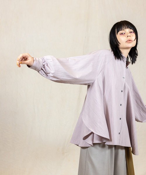 OSMOSIS（オズモーシス）の「ギャザースリーブブラウス（シャツ/ブラウス・レディース・ピンク/ホワイト/サックスブルー/ネイビー・ONE SIZE）」の16枚目の写真