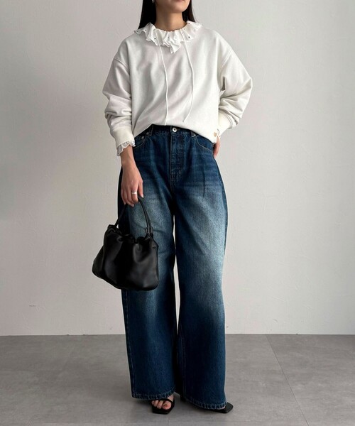 fredy emue(フレディエミュ)の「ドット刺繍フリルカラーブラウス(シャツ/ブラウス・レディース・ベージュ系その他/ホワイト系その他/ブラック系その他/イエロー系その他・38)」の6枚目の写真