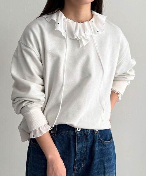 fredy emue(フレディエミュ)の「ドット刺繍フリルカラーブラウス(シャツ/ブラウス・レディース・ベージュ系その他/ホワイト系その他/ブラック系その他/イエロー系その他・38)」の12枚目の写真