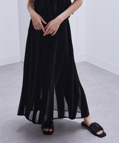 Gongdid Design(ゴンディッドデザイン)の「【Gongdid Design】Maxi see through skirt プリーツシースルー ロングスカート(スカート・レディース・ブラック/オフホワイト・FREE)」の12枚目の写真