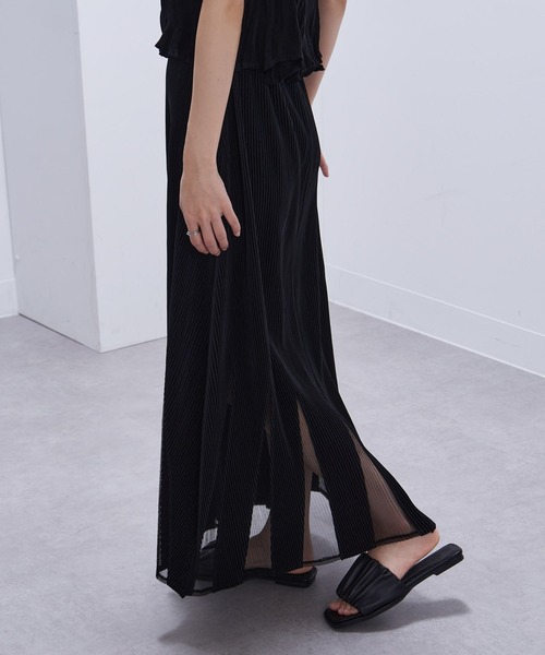 Gongdid Design(ゴンディッドデザイン)の「【Gongdid Design】Maxi see through skirt プリーツシースルー ロングスカート(スカート・レディース・ブラック/オフホワイト・FREE)」の15枚目の写真