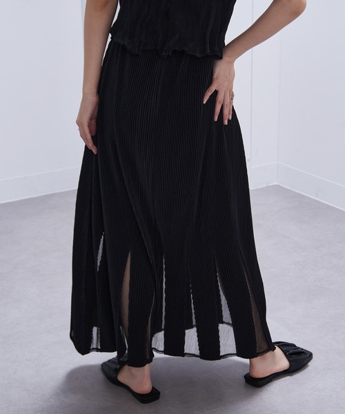 セール】【Gongdid Design】Maxi see through skirt プリーツ