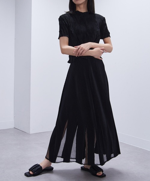 Gongdid Design(ゴンディッドデザイン)の「【Gongdid Design】Maxi see through skirt プリーツシースルー ロングスカート(スカート・レディース・ブラック/オフホワイト・FREE)」の17枚目の写真