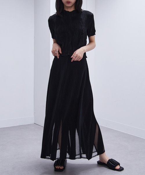 Gongdid Design(ゴンディッドデザイン)の「【Gongdid Design】Maxi see through skirt プリーツシースルー ロングスカート(スカート・レディース・ブラック/オフホワイト・FREE)」の18枚目の写真