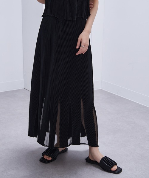 Gongdid Design(ゴンディッドデザイン)の「【Gongdid Design】Maxi see through skirt プリーツシースルー ロングスカート(スカート・レディース・ブラック/オフホワイト・FREE)」の14枚目の写真
