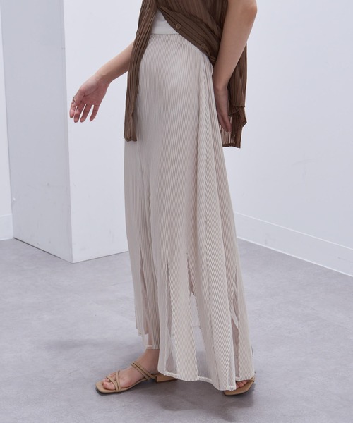 Gongdid Design(ゴンディッドデザイン)の「【Gongdid Design】Maxi see through skirt プリーツシースルー ロングスカート(スカート・レディース・ブラック/オフホワイト・FREE)」の3枚目の写真