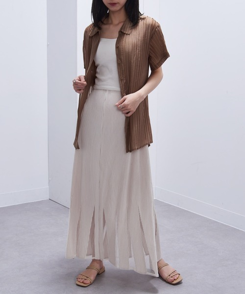 Gongdid Design(ゴンディッドデザイン)の「【Gongdid Design】Maxi see through skirt プリーツシースルー ロングスカート(スカート・レディース・ブラック/オフホワイト・FREE)」の9枚目の写真
