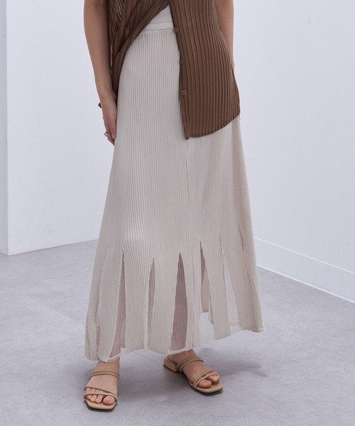 セール】【Gongdid Design】Maxi see through skirt プリーツ
