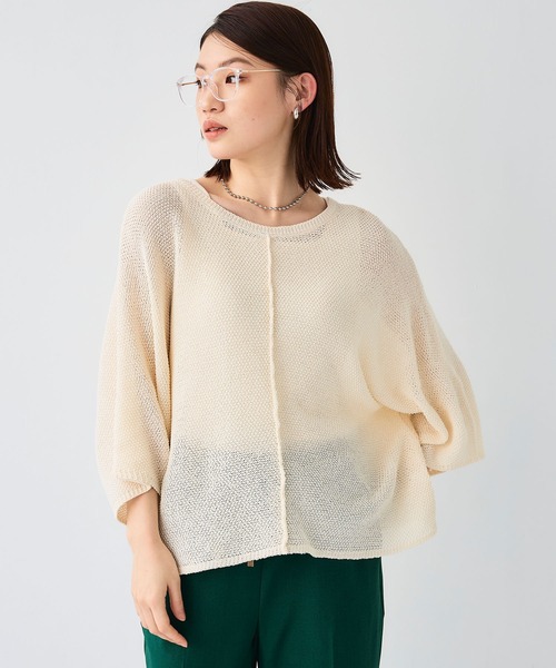 CROSS FUNCTION（クロスファンクション）の「《洗える》エブ楽 ルーズクロップドクラフトニットプルオーバー【CF/クロスファンクション】（ニット/セーター・レディース・アイボリー/ホワイト/チャコールグレー・L/M/LL）」の3枚目の写真