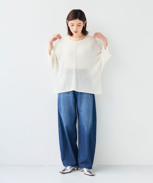 CROSS FUNCTION（クロスファンクション）の「《洗える》エブ楽 ルーズクロップドクラフトニットプルオーバー【CF/クロスファンクション】（ニット/セーター・レディース・アイボリー/ホワイト/チャコールグレー・L/M/LL）」の15枚目の写真