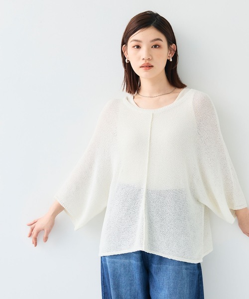 CROSS FUNCTION（クロスファンクション）の「《洗える》エブ楽 ルーズクロップドクラフトニットプルオーバー【CF/クロスファンクション】（ニット/セーター・レディース・アイボリー/ホワイト/チャコールグレー・L/M/LL）」の14枚目の写真