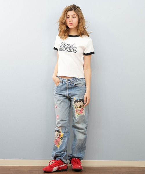 TOY MACHINE(トイ マシーン)の「【ミニTシャツ】TOY MACHINE/トイマシーン リンガーTシャツ MTMSFST13(Tシャツ/カットソー・レディース・ブラック/ホワイト・M/L)」の6枚目の写真