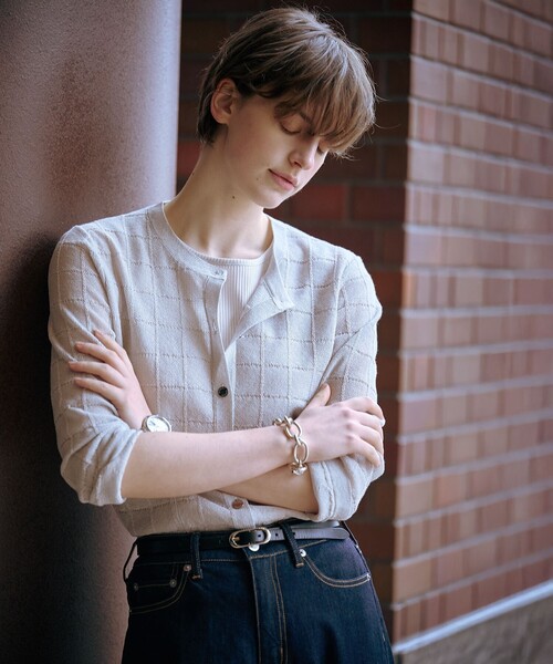 J.PRESS(ジェイプレス)の「【洗える】WINDY JACKET ニット ジャケット(ニット/セーター・レディース・ネイビー系/ホワイト系/ライトグレー系・T13/T15)」の4枚目の写真