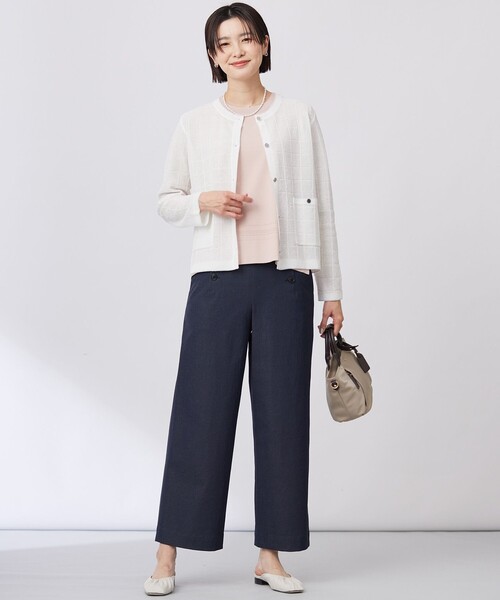J.PRESS(ジェイプレス)の「【洗える】WINDY JACKET ニット ジャケット(ニット/セーター・レディース・ネイビー系/ホワイト系/ライトグレー系・T13/T15)」の6枚目の写真