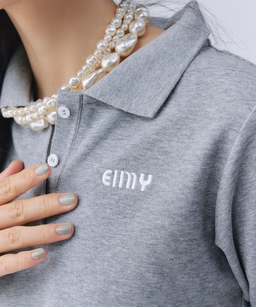 【新品未使用タグ付き】eimy istoire ポロシャツ トップス グレー ロゴカットポロトップス(F WHITE): TOPS