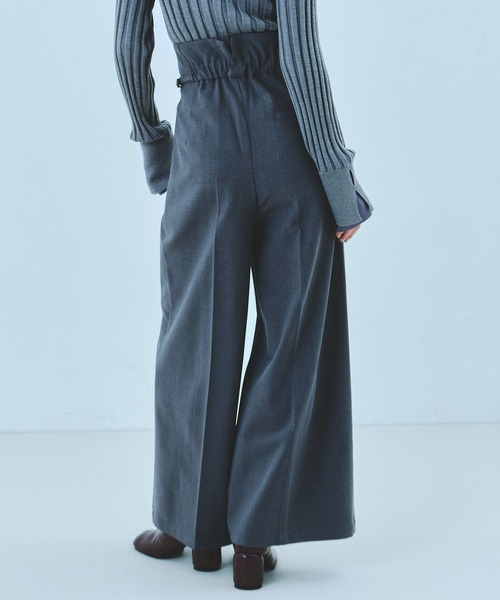 UNITED TOKYO（ユナイテッドトウキョウ）の「サイドベルトワイドパンツ｜セットアップ/ウォッシャブル/ストレッチ/春服（スラックス・レディース・グレー/ネイビー・1/2）」の7枚目の写真
