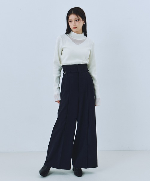 UNITED TOKYO（ユナイテッドトウキョウ）の「サイドベルトワイドパンツ｜セットアップ/ウォッシャブル/ストレッチ/春服（スラックス・レディース・グレー/ネイビー・1/2）」の13枚目の写真