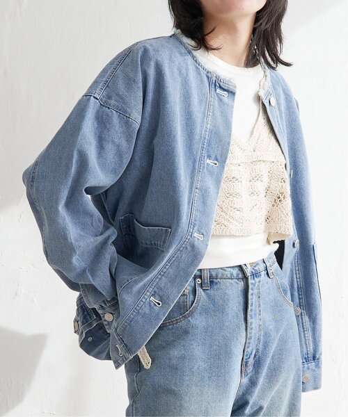 VENCEEXCHANGE（ヴァンスエクスチェンジ）の「デニムカバーオールジャケット（デニムジャケット・レディース・ブルー系その他/ブルー/ブラック・FREE）」の3枚目の写真