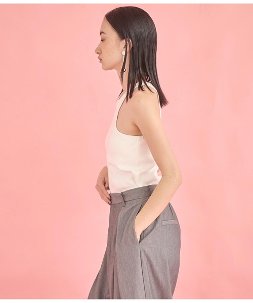 Settimissimo（セッティミッシモ）の「カップ付き エッジカット アメスリ タンクトップ（タンクトップ・レディース・ベージュ/ブラック/オフホワイト・FREE）」の7枚目の写真