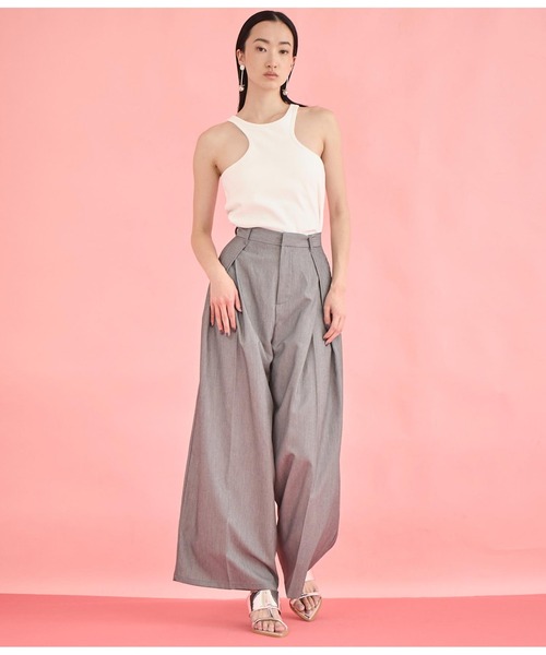 Settimissimo（セッティミッシモ）の「カップ付き エッジカット アメスリ タンクトップ（タンクトップ・レディース・ベージュ/ブラック/オフホワイト・FREE）」の9枚目の写真