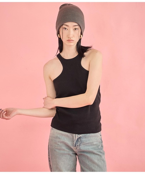 Settimissimo（セッティミッシモ）の「カップ付き エッジカット アメスリ タンクトップ（タンクトップ・レディース・ベージュ/ブラック/オフホワイト・FREE）」の13枚目の写真