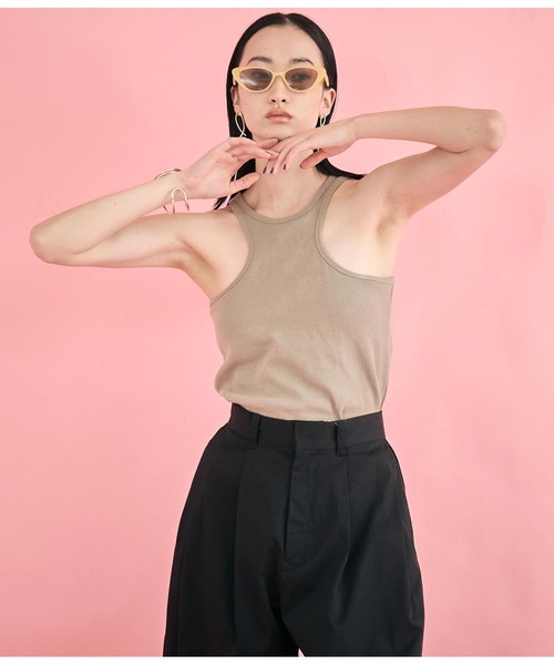 Settimissimo（セッティミッシモ）の「カップ付き エッジカット アメスリ タンクトップ（タンクトップ・レディース・ベージュ/ブラック/オフホワイト・FREE）」の21枚目の写真