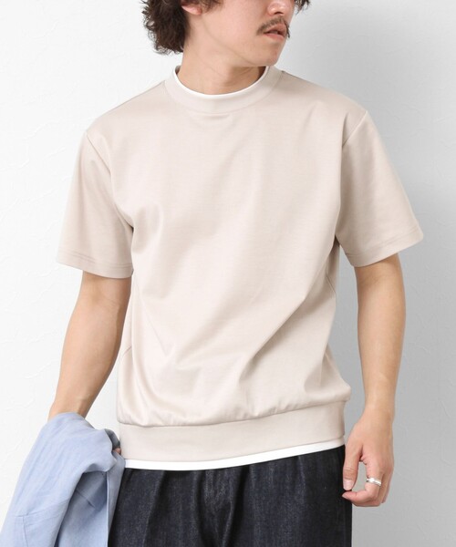 NOLLEY’S(ノーリーズ)の「《接触冷感》スーピマコットン ダブルカラーTee 25SS(Tシャツ/カットソー・メンズ・チャコールグレー/ブラック/グレイッシュベージュ/ホワイト/ネイビー/ミント・S/M/L/XL)」の1枚目の写真