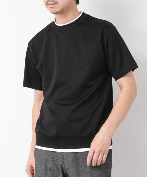 NOLLEY’S(ノーリーズ)の「《接触冷感》スーピマコットン ダブルカラーTee 25SS(Tシャツ/カットソー・メンズ・チャコールグレー/ブラック/グレイッシュベージュ/ホワイト/ネイビー/ミント・S/M/L/XL)」の3枚目の写真