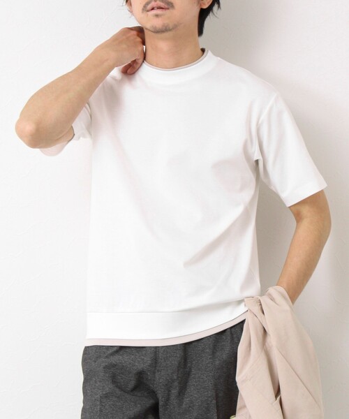 NOLLEY’S(ノーリーズ)の「《接触冷感》スーピマコットン ダブルカラーTee 25SS(Tシャツ/カットソー・メンズ・チャコールグレー/ブラック/グレイッシュベージュ/ホワイト/ネイビー/ミント・S/M/L/XL)」の11枚目の写真