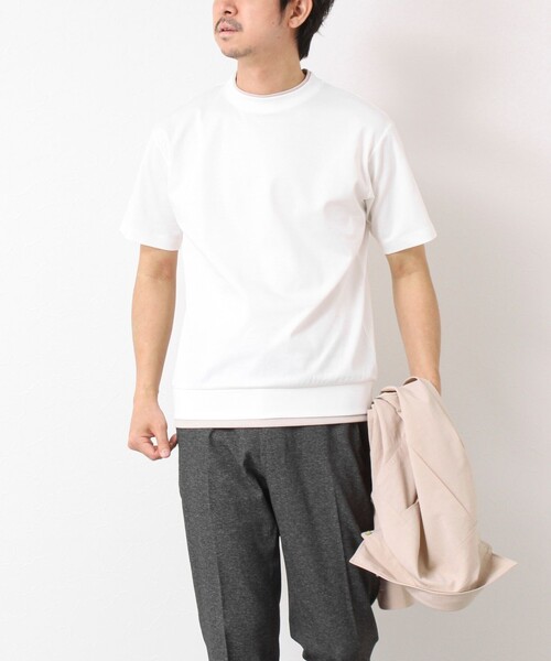 NOLLEY’S(ノーリーズ)の「《接触冷感》スーピマコットン ダブルカラーTee 25SS(Tシャツ/カットソー・メンズ・チャコールグレー/ブラック/グレイッシュベージュ/ホワイト/ネイビー/ミント・S/M/L/XL)」の13枚目の写真