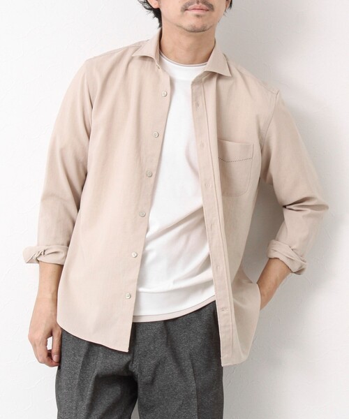 NOLLEY’S(ノーリーズ)の「《接触冷感》スーピマコットン ダブルカラーTee 25SS(Tシャツ/カットソー・メンズ・チャコールグレー/ブラック/グレイッシュベージュ/ホワイト/ネイビー/ミント・S/M/L/XL)」の20枚目の写真