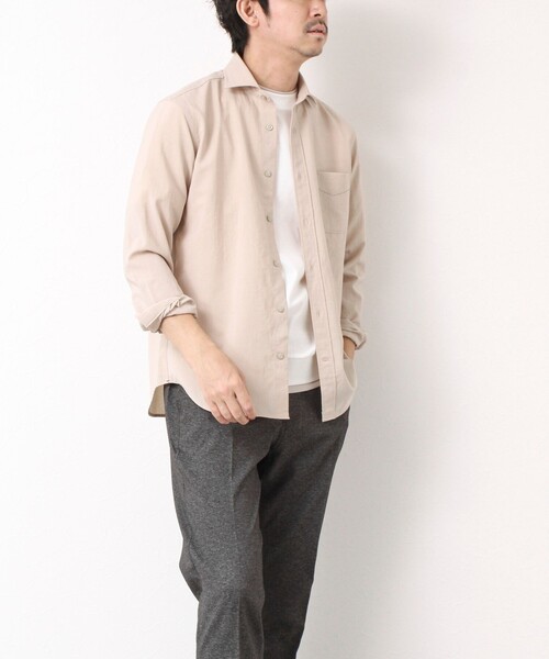 NOLLEY’S(ノーリーズ)の「《接触冷感》スーピマコットン ダブルカラーTee 25SS(Tシャツ/カットソー・メンズ・チャコールグレー/ブラック/グレイッシュベージュ/ホワイト/ネイビー/ミント・S/M/L/XL)」の21枚目の写真