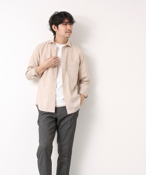 NOLLEY’S(ノーリーズ)の「《接触冷感》スーピマコットン ダブルカラーTee 25SS(Tシャツ/カットソー・メンズ・チャコールグレー/ブラック/グレイッシュベージュ/ホワイト/ネイビー/ミント・S/M/L/XL)」の22枚目の写真