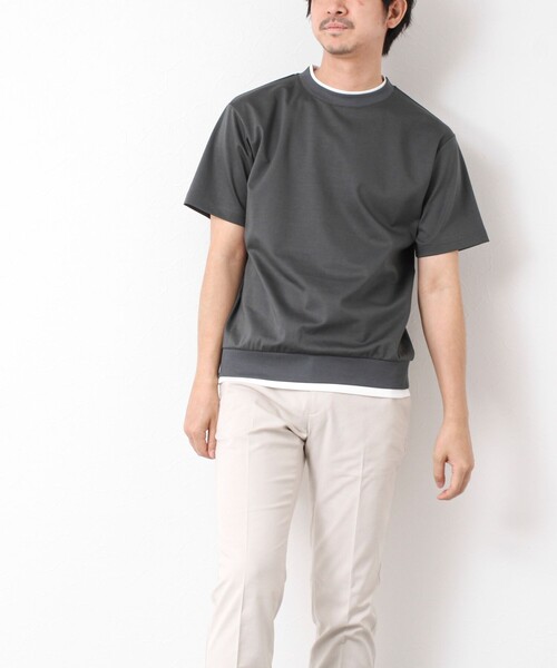 NOLLEY’S(ノーリーズ)の「《接触冷感》スーピマコットン ダブルカラーTee 25SS(Tシャツ/カットソー・メンズ・チャコールグレー/ブラック/グレイッシュベージュ/ホワイト/ネイビー/ミント・S/M/L/XL)」の20枚目の写真