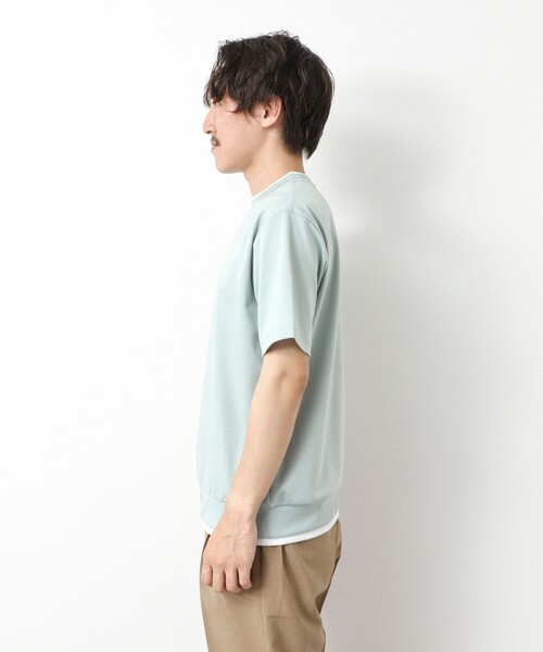 NOLLEY’S(ノーリーズ)の「《接触冷感》スーピマコットン ダブルカラーTee 25SS(Tシャツ/カットソー・メンズ・チャコールグレー/ブラック/グレイッシュベージュ/ホワイト/ネイビー/ミント・S/M/L/XL)」の7枚目の写真