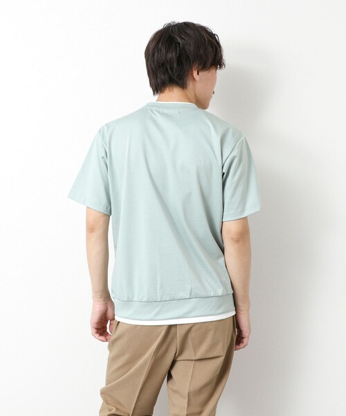 NOLLEY’S(ノーリーズ)の「《接触冷感》スーピマコットン ダブルカラーTee 25SS(Tシャツ/カットソー・メンズ・チャコールグレー/ブラック/グレイッシュベージュ/ホワイト/ネイビー/ミント・S/M/L/XL)」の8枚目の写真