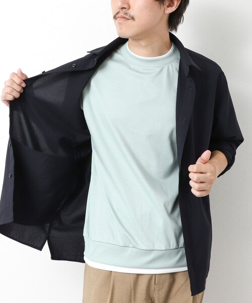 NOLLEY’S(ノーリーズ)の「《接触冷感》スーピマコットン ダブルカラーTee 25SS(Tシャツ/カットソー・メンズ・チャコールグレー/ブラック/グレイッシュベージュ/ホワイト/ネイビー/ミント・S/M/L/XL)」の7枚目の写真