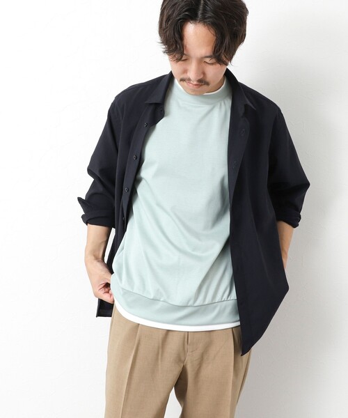 NOLLEY’S(ノーリーズ)の「《接触冷感》スーピマコットン ダブルカラーTee 25SS(Tシャツ/カットソー・メンズ・チャコールグレー/ブラック/グレイッシュベージュ/ホワイト/ネイビー/ミント・S/M/L/XL)」の8枚目の写真