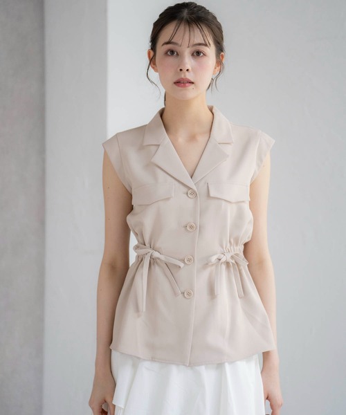 セール】【新色追加】ウエストギャザージレブラウス（シャツ/ブラウス