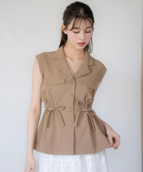 NOELA(ノエラ)の「【新色追加】ウエストギャザージレブラウス(シャツ/ブラウス・レディース・オフホワイト/ベージュ/モカ/ネイビー・S/M)」の9枚目の写真