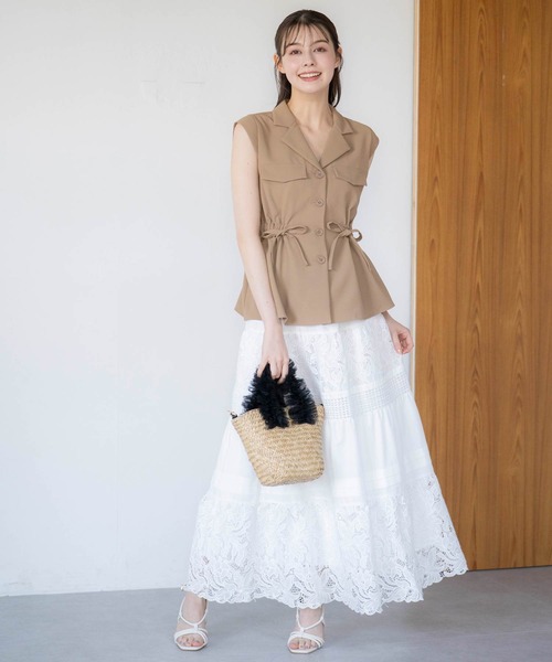 ノエラ　ウエストギャザージレブラウス　オフホワイトS NOELA ノエラ NOELA【新色追加】ウエストギャザージレブラウス